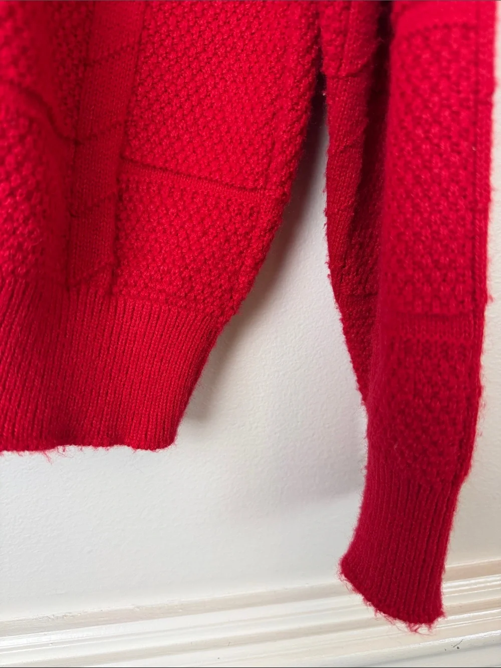 Vintage Christian Dior Monsieur Red Textured Knit Sweater XL Made in USA 90s